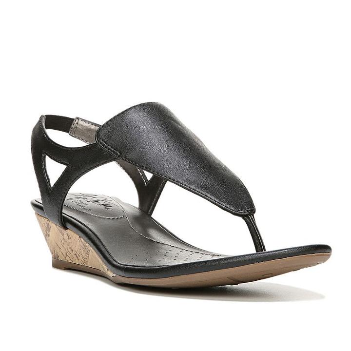 Lifestride Yakira Women's Wedge Sandals, Size: 8 Wide, Black