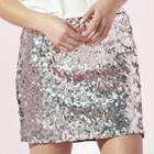 Women's Juicy Sequin Skirt, Size: 0, Silver