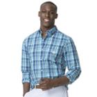 Big & Tall Chaps Classic-fit Plaid Poplin Button-down Shirt, Men's, Size: 3xb, Blue