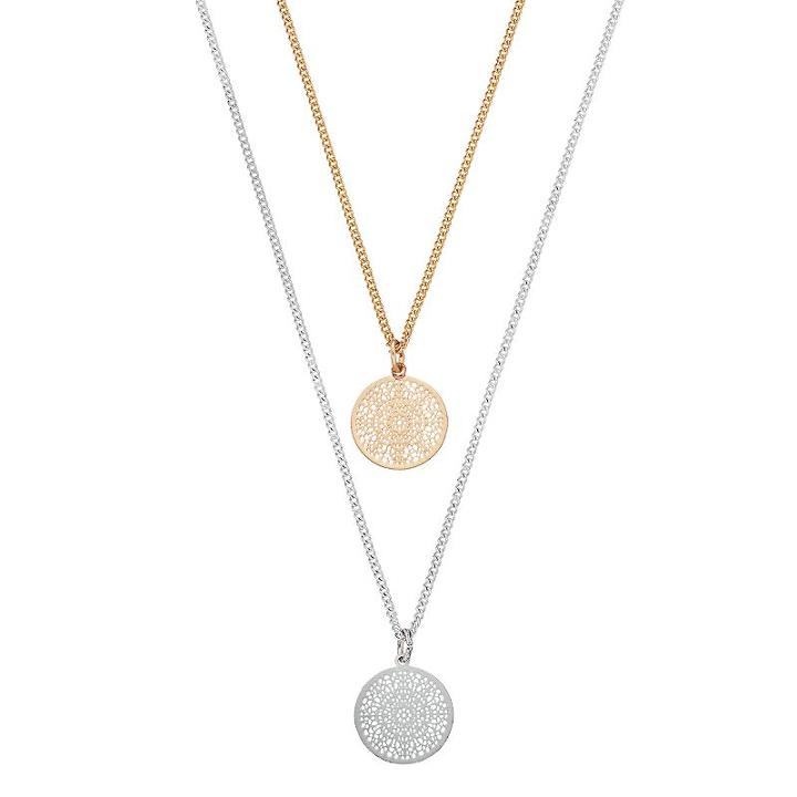 Lc Lauren Conrad Openwork Disc Pendant Necklace Set, Women's, Multicolor