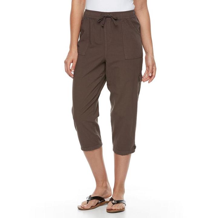 Women's Gloria Vanderbilt Tatiana Cargo Capris, Size: Large, Brown