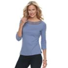 Women's Croft & Barrow&reg; Crochet Trim Boatneck Top, Size: Medium, Med Blue