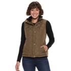 Women's Weathercast Faux-fur Lined Quilted Vest, Size: Large, Med Beige
