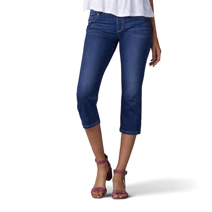 Women's Lee Pull-on Skinny Capri Jeans, Size: 12 Avg/reg, Dark Blue