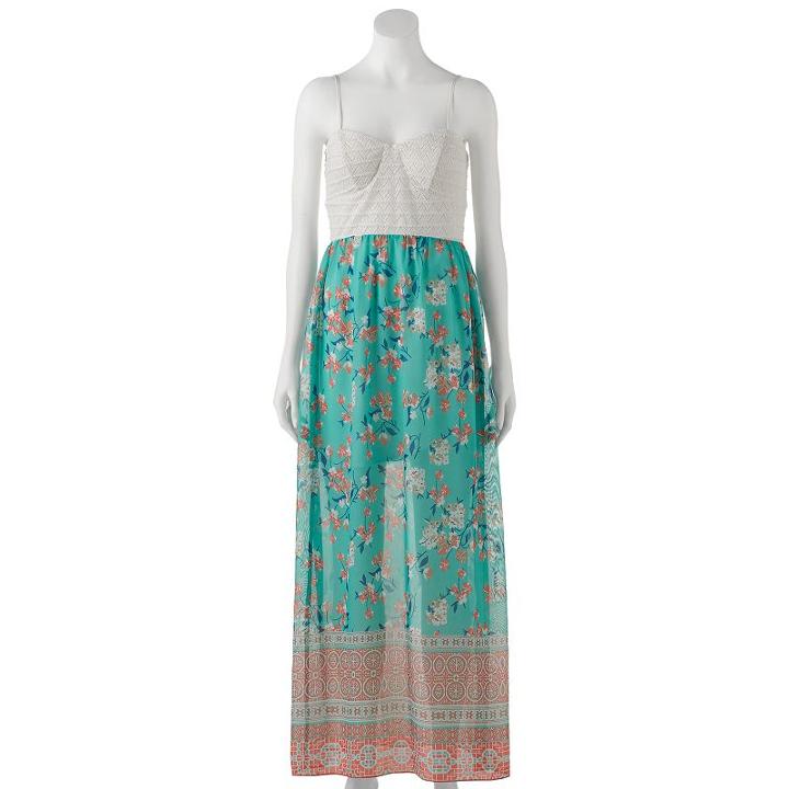 Juniors' Trixxi Lace Chiffon Maxi Dress, Girl's, Size: Small, White Oth