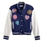 Girls 7-16 American Girl Patch Varsity Jacket, Size: Large, Blue Other