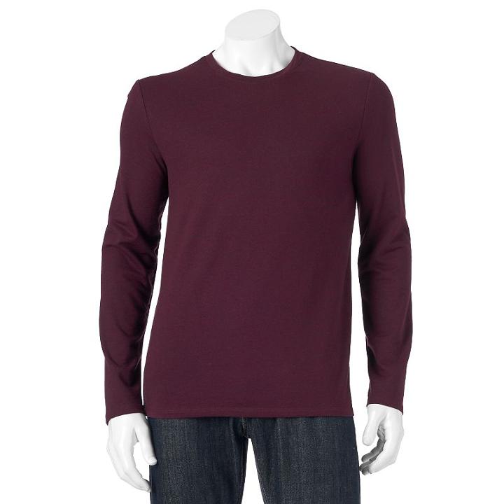 Men's Apt. 9&reg; Jaspe Modern-fit Interloop Texture-striped Tee, Size: Small, Drk Purple