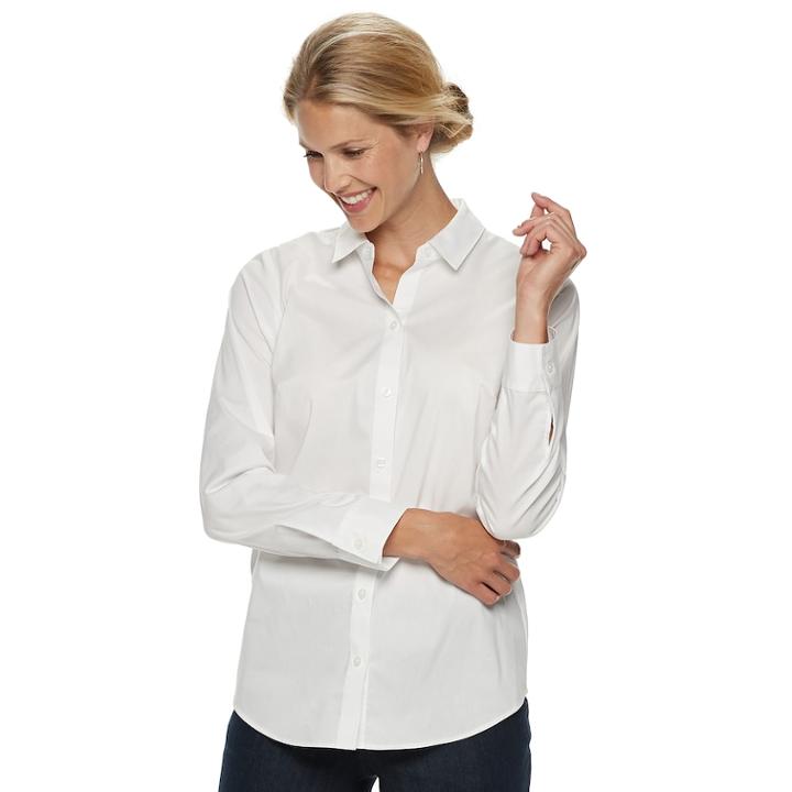 Women's Croft & Barrow&reg; Easy Care Shirt, Size: Large, White