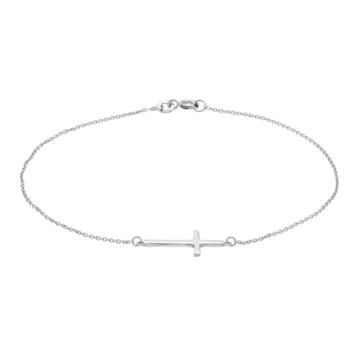 Sterling Summer Sideways Cross Anklet, Women's, Size: 9, Silver