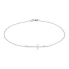 Sterling Summer Sideways Cross Anklet, Women's, Size: 9, Silver