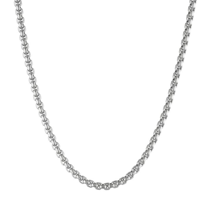 Mens Lynx Stainless Steel Round Box Chain Necklace - 24 In, Size: 24, Grey