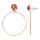 Lc Lauren Conrad Pink Flower Nickel Free Textured Hoop Earrings, Women's