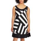 Plus Size Chaps Asymmetrical Stripe A-line Dress, Women's, Size: 20 W, Black