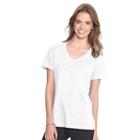 Women's Champion V-neck Tee, Size: Small, White