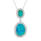 Lab-created Blue Opal & Cubic Zirconia Sterling Silver Oval Pendant Necklace, Women's, Size: 18