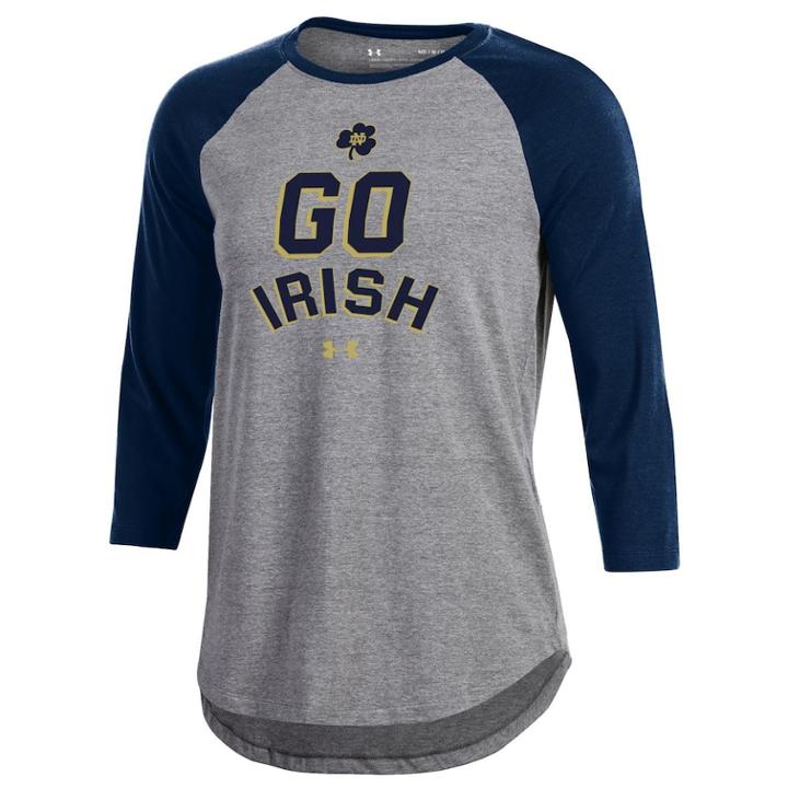 Women's Under Armour Notre Dame Fighting Irish Charged Baseball Tee, Size: Medium, Blue (navy)