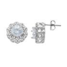 Starlight Silver Plated Cubic Zirconia Halo Stud Earrings, Women's, White