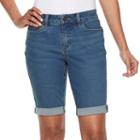 Women's Croft & Barrow&reg; Cuffed Jean Bermuda Shorts, Size: 4, Med Blue