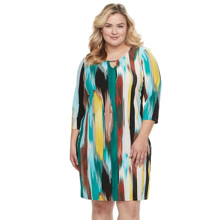 Plus Size Dana Buchman Keyhole Shift Dress, Women's, Size: 3xl, Turquoise/blue (turq/aqua)