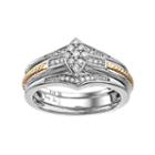 Always Yours Two Tone Sterling Silver 1/5 Carat T.w. Diamond Marquise Engagement Ring & Enhancer Set, Women's, Size: 7, White