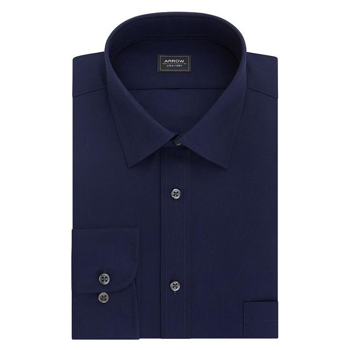 Big & Tall Arrow Regular-fit Poplin Wrinkle-free Dress Shirt, Men's, Size: 18-32/33, Orange Oth