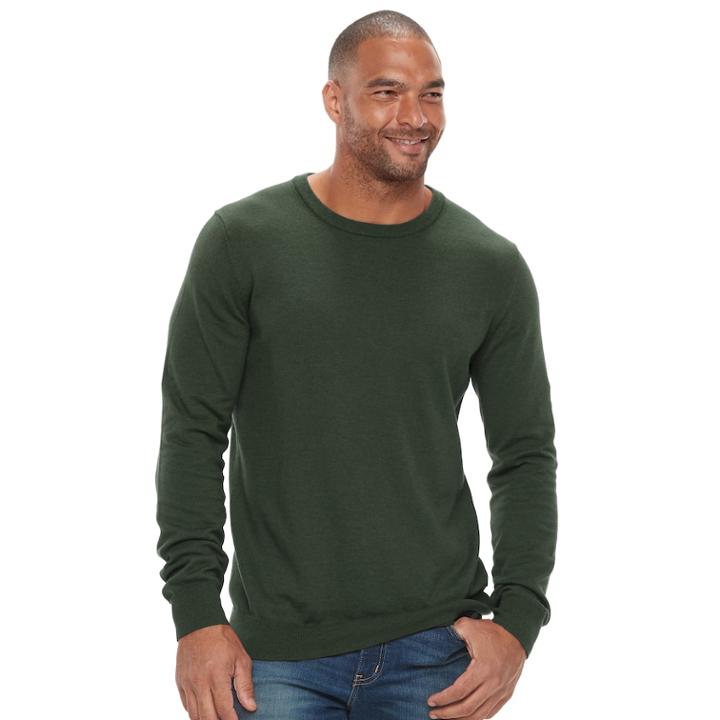 Big & Tall Sonoma Goods For Life&trade; Classic-fit Coolmax Crewneck Sweater, Men's, Size: 3xb, Dark Green