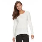 Women's Dana Buchman Shark-bite Hem Sweater, Size: Medium, White Oth