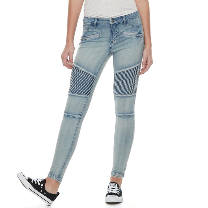 Juniors' Tinseltown Moto Skinny Jeggings, Teens, Size: 1, Blue