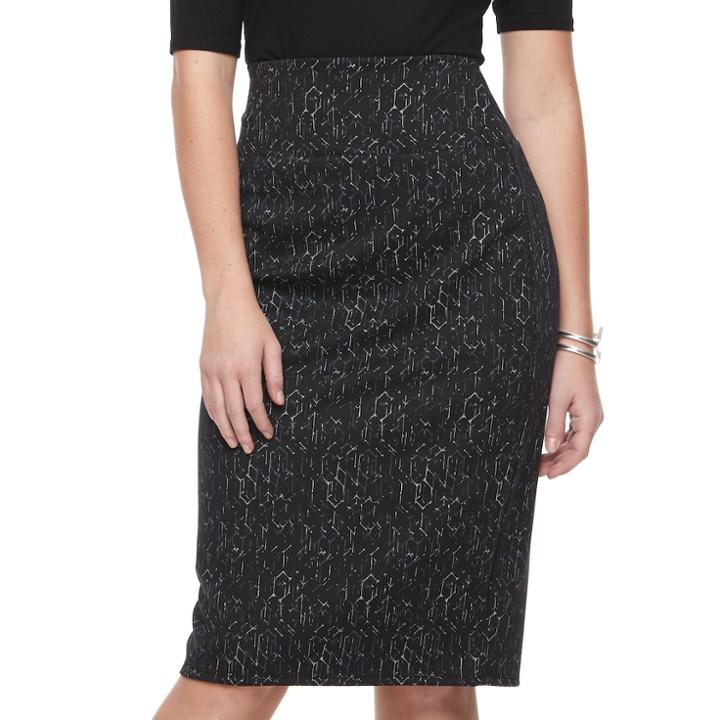 Women's Apt. 9&reg; Tummy Control Pull-on Pencil Skirt, Size: Large, Black