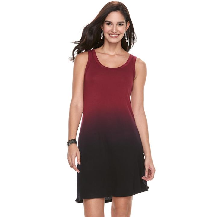 Women's Rock & Republic&reg; Scoopneck Tank Dress, Size: Large, Red