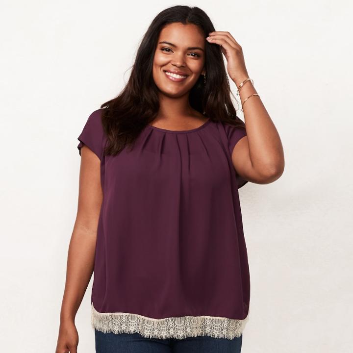 Plus Size Lc Lauren Conrad Pleated Top, Women's, Size: 2xl, Red