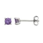 Junior Jewels Kids' Sterling Silver Cubic Zirconia Birthstone Stud Earrings, Girl's, Purple