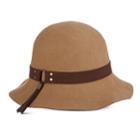 Women's Scala Faux Suede Trim Raw Edge Cloche Hat, Brown