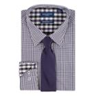 Men's Nick Dunn Modern-fit Patterned Easy-care Spread-collar Dress Shirt & Tie Set, Size: L-34/35, Purple