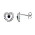 1/3 Carat T.w. Blue & White Diamond Sterling Silver Heart Stud Earrings, Women's