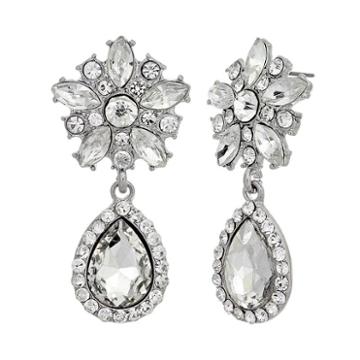 Crystal Allure Flower Teardrop Earrings, Women's, White
