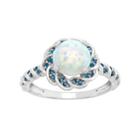 Lab-created Opal And Blue Topaz Sterling Silver Flower Ring, Women's, Size: 8