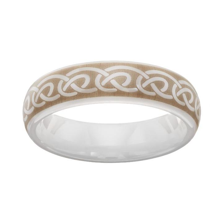 White Ceramic Infinity Band - Men, Size: 6.50