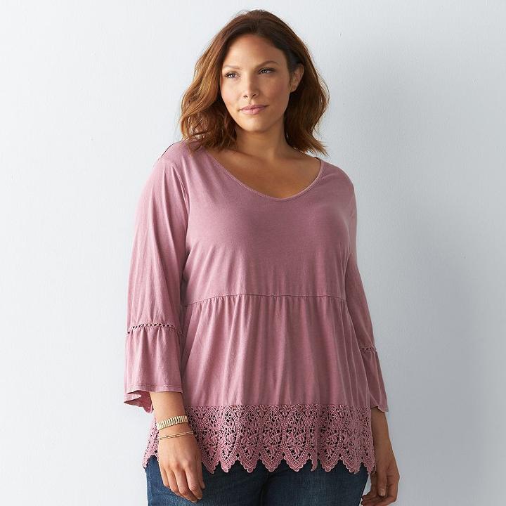 Plus Size Sonoma Goods For Life™ Crochet Peplum Top, Women's, Size: 1xl, Red