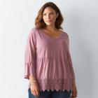 Plus Size Sonoma Goods For Life&trade; Crochet Peplum Top, Women's, Size: 1xl, Red