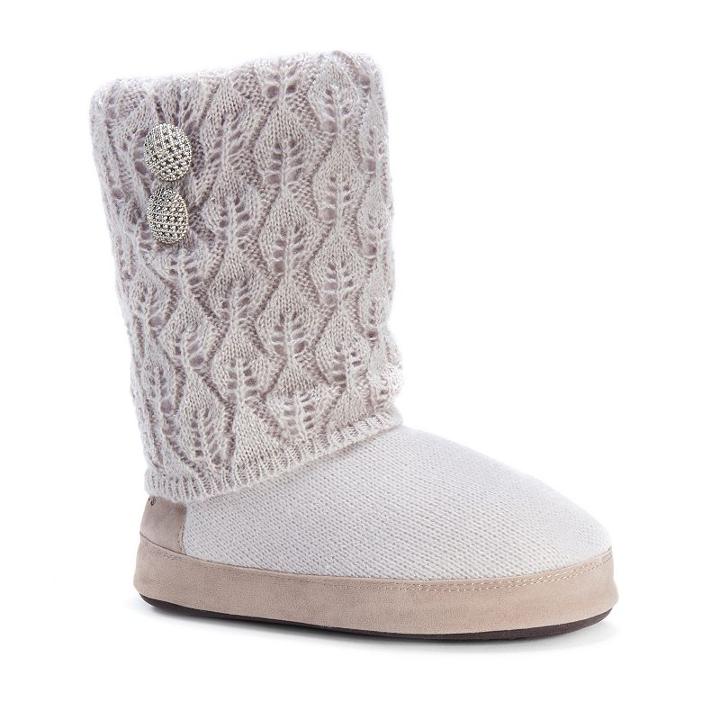 Muk Luks Women's Sofia Pointelle Knit Boot Slippers, Size: Large, Lt Purple