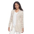 Women's Croft & Barrow&reg; Chevron-stitch Open Front Cardigan, Size: Large, Med Beige