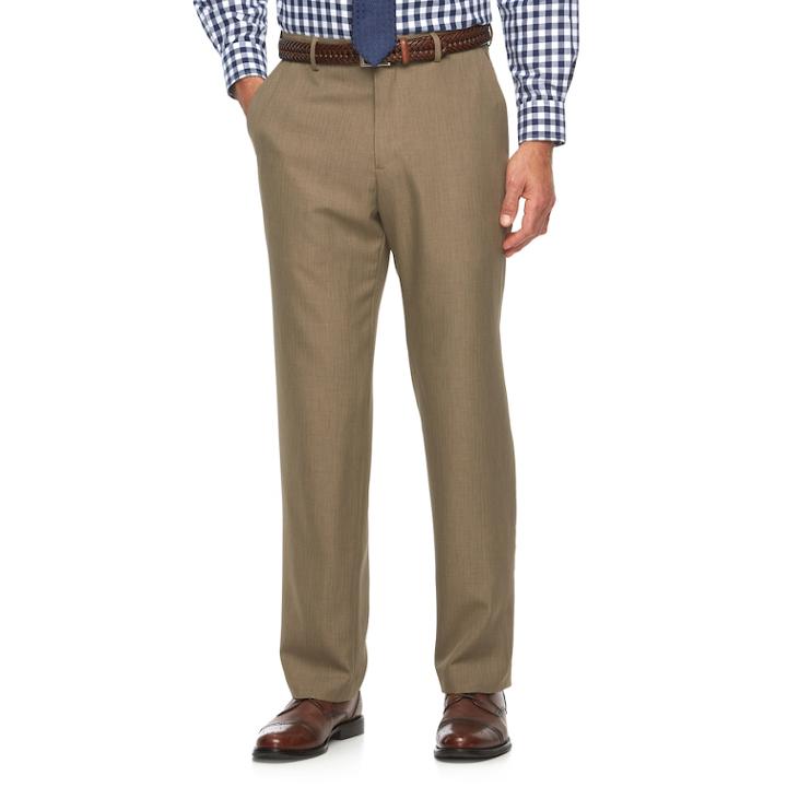 Men's Croft & Barrow&reg; True Comfort Classic-fit Opticool Flat-front Dress Pants, Size: 40x29, Beig/green (beig/khaki)
