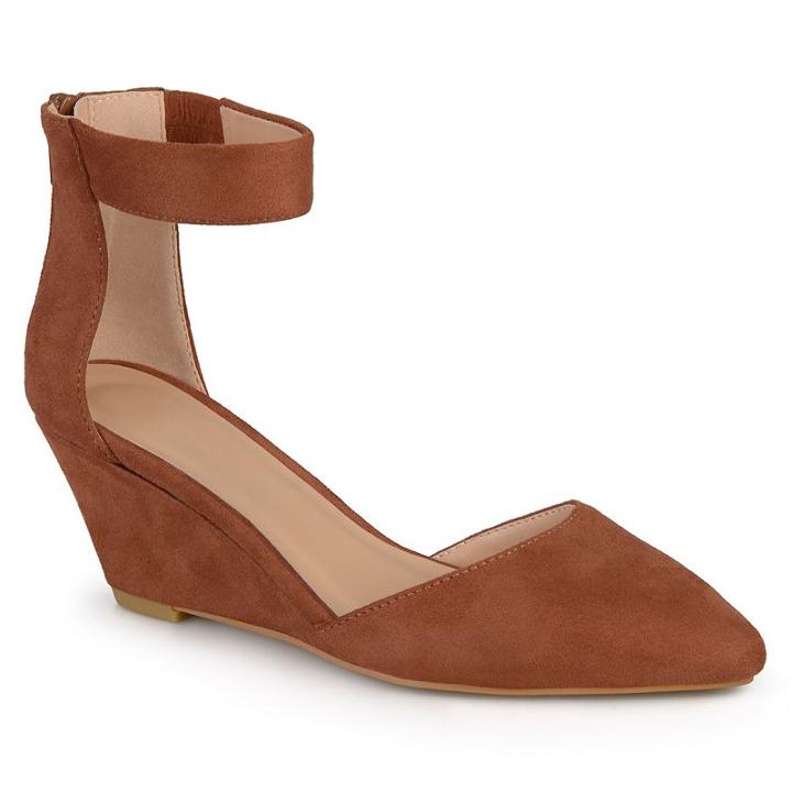 Journee Collection Kova Women's Ankle Strap Wedges, Girl's, Size: 10, Med Beige