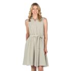 Women's Larry Levine Polka-dot Shirtdress, Size: Medium, Light Grey