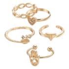 Mudd&reg; Heart, Hamsa, Triangle & Leaf Toe Ring Set, Women's, Gold