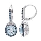 Sky Blue Topaz, London Blue Topaz & 1/10 Carat T.w. Diamond Sterling Silver Halo Drop Earrings, Women's