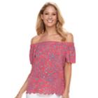 Women's Elle Print Scallop Off-theshoulder Top, Size: Xxl, Lt Orange