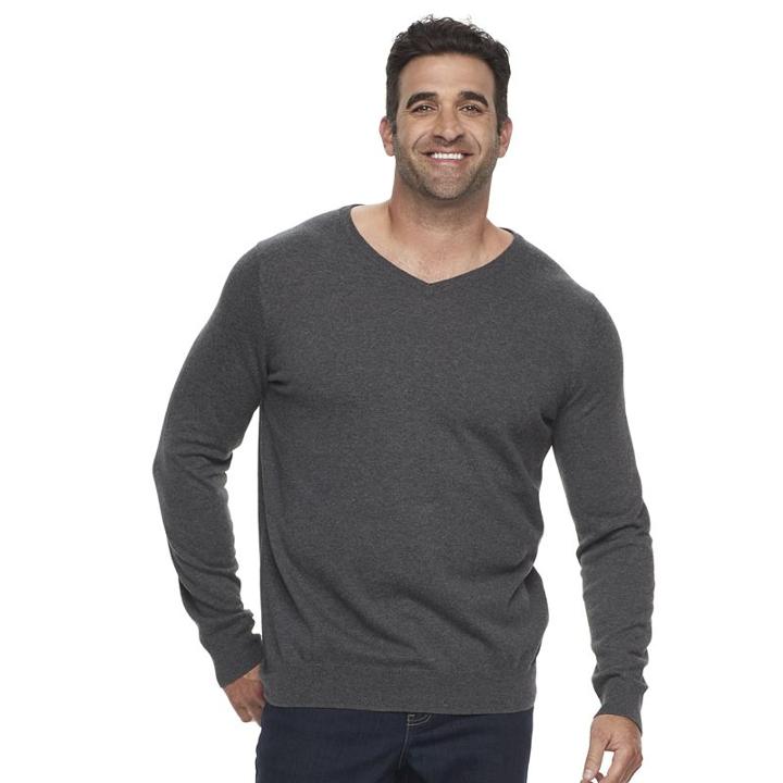 Big & Tall Croft & Barrow&reg; True Comfort Classic-fit Easy-care V-neck Sweater, Men's, Size: 3xl Tall, Dark Grey