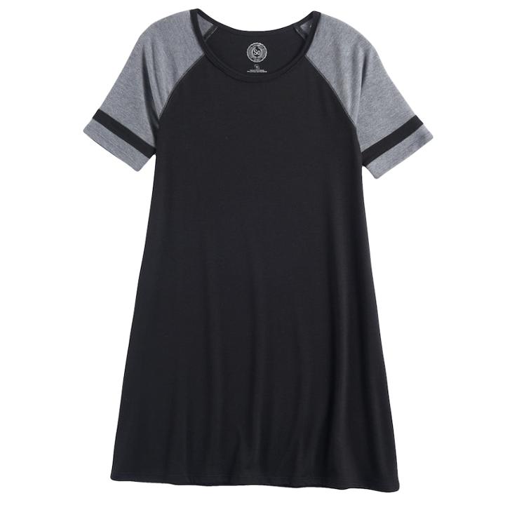 Girls 7-16 So&reg; Raglan Varsity Tee Dress, Size: L/12, Black